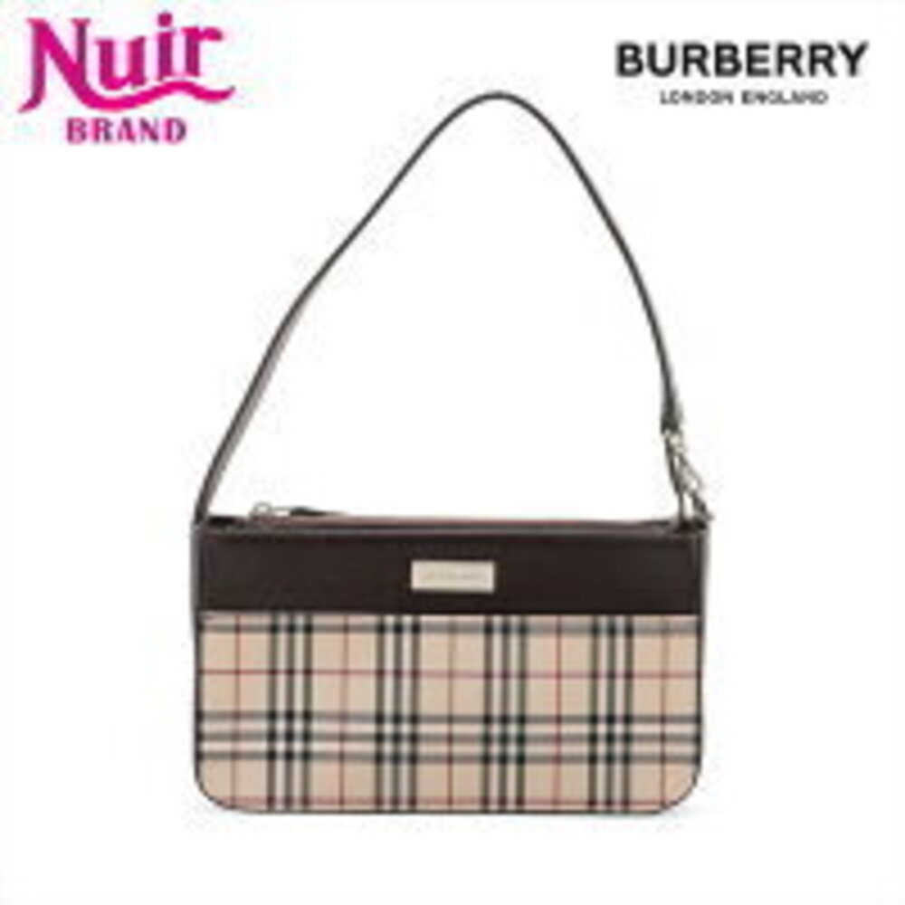 Burberry Check Canvas Shoulder Bag Brown